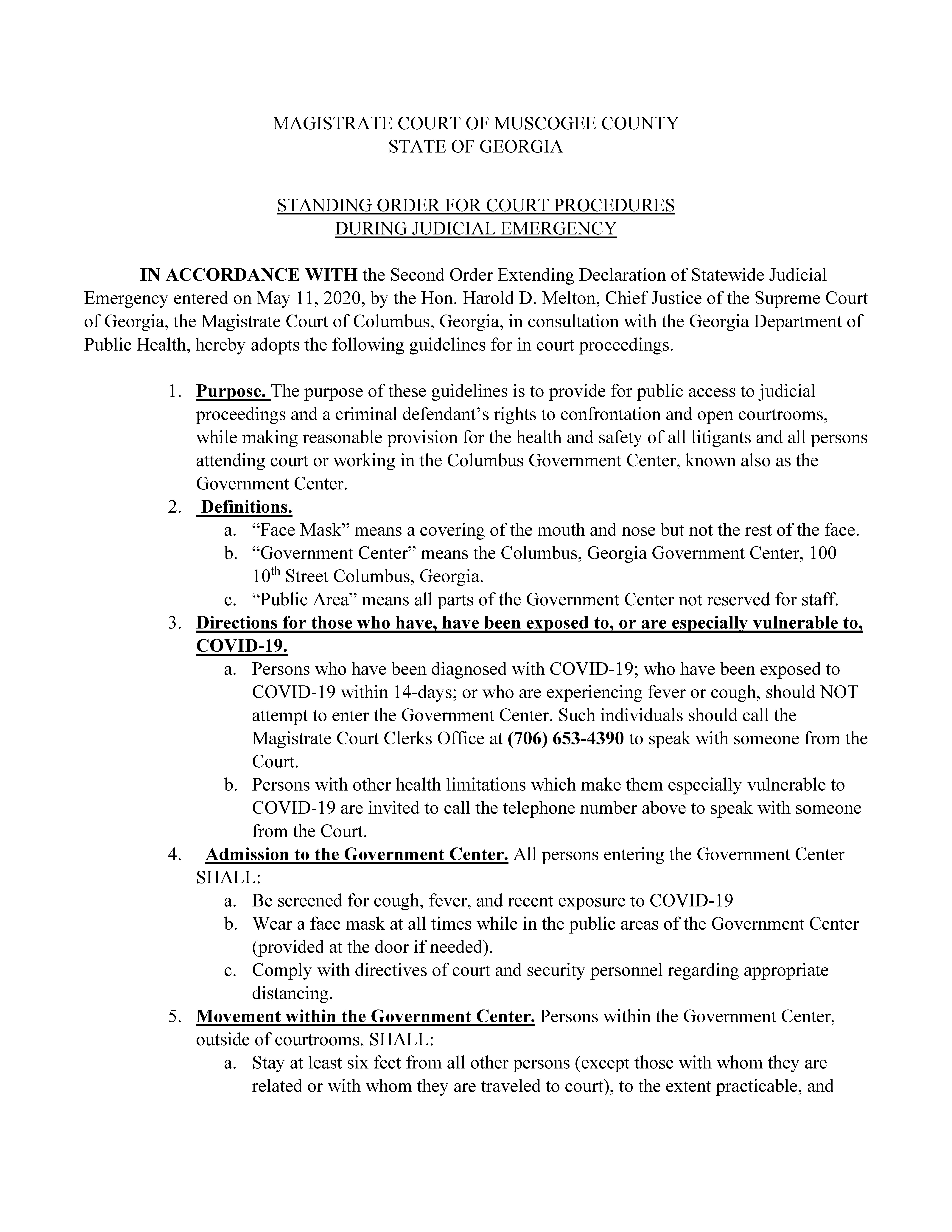 Court Operations - Statewide Judicial Emergency