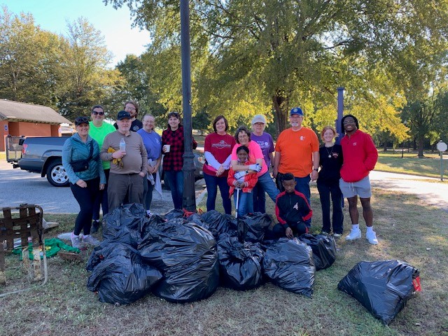 Group 2 with bags of trash collected